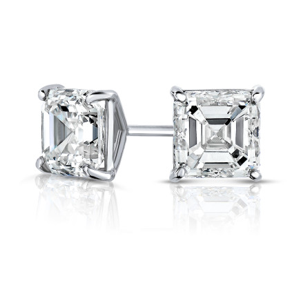 Ascher cut diamond solitaire earrings