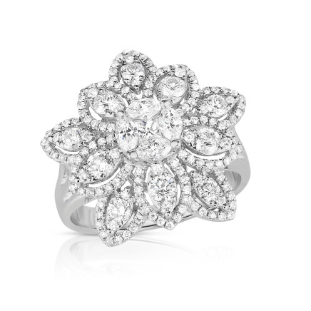 Diamond flower cocktail ring