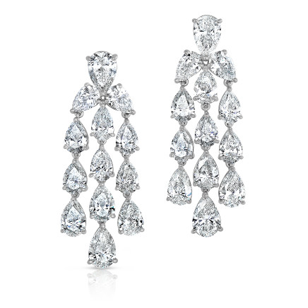 Limited edition pear shaped diamond chandelier earrings