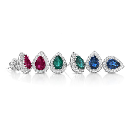 Multicolor earrings with ruby, emerald and sapphire