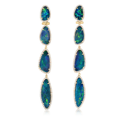 Opal and diamond chandelier earrings