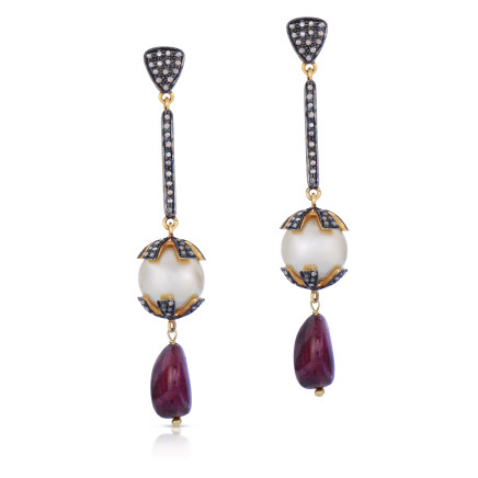 Pear and ruby earrings
