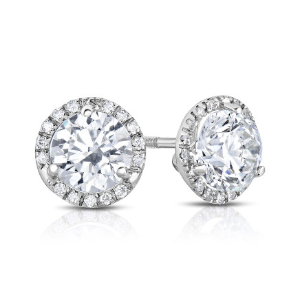 Round halo solitaire earrings