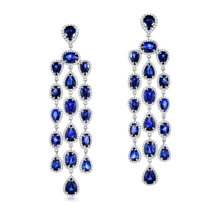 Sapphire and diamond chandelier earrings
