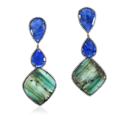 Sapphire and emerald earrings