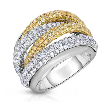 Yellow and white diamond cocktail ring