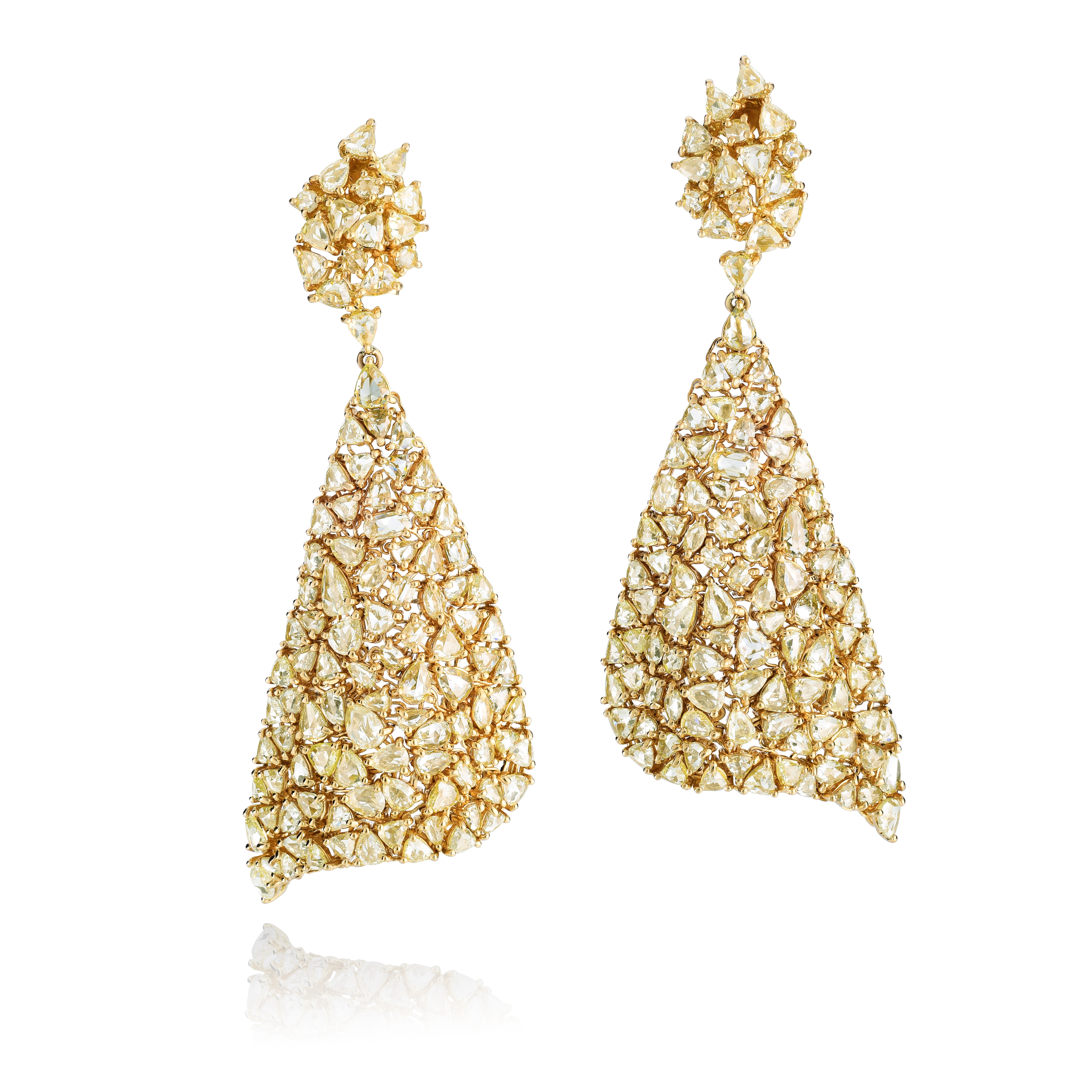 Yellow diamond ribbon earrings