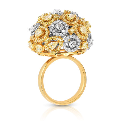 Yellow-and-white-diamond-flower-ring