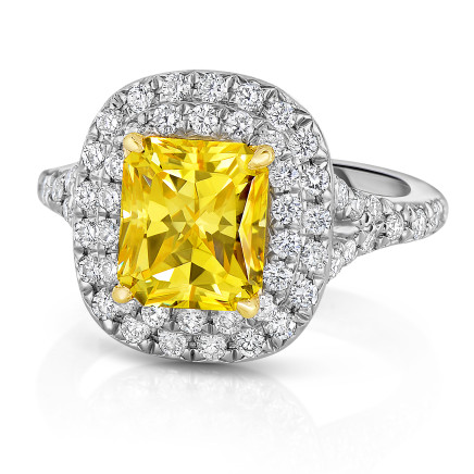 Fancy yellow Radiant cut engagement ring